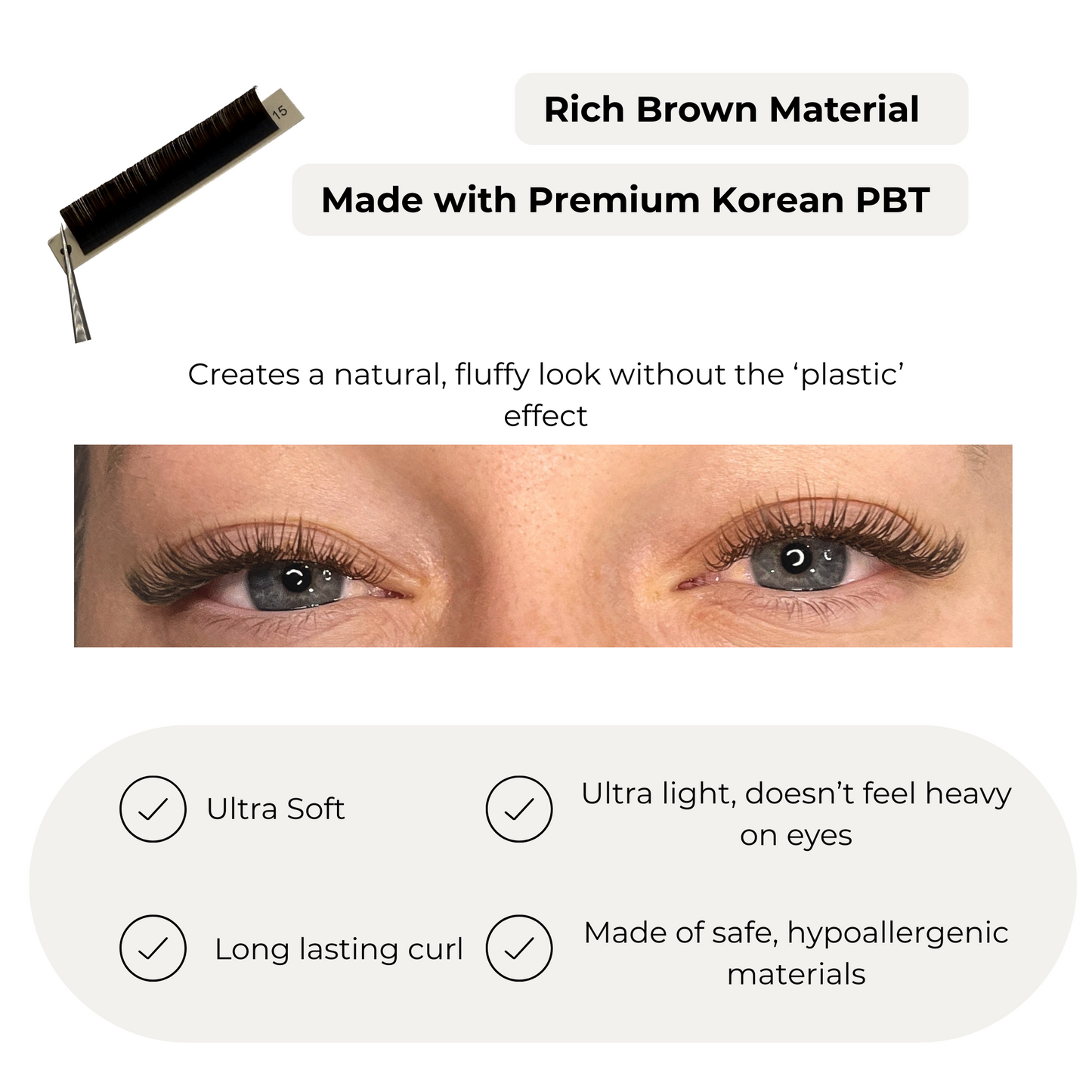 Brown Classic Ellipse Flat Lash Tray – 0.15 mm – CC Curl