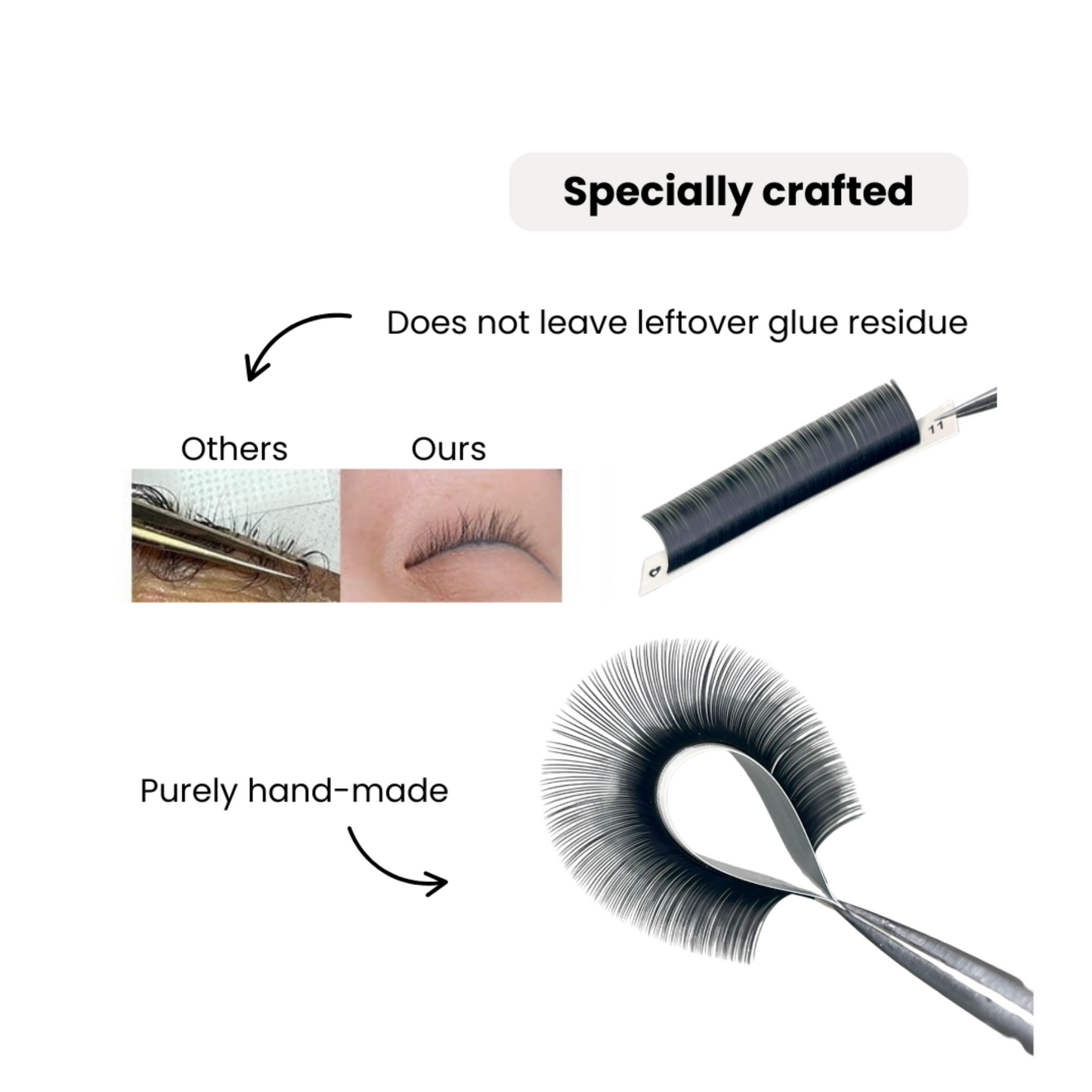 Classic Ellipse Flat Lash Tray – 0.15 mm – D Curl – Korean PBT – Mixed Lengths (8–15 mm)