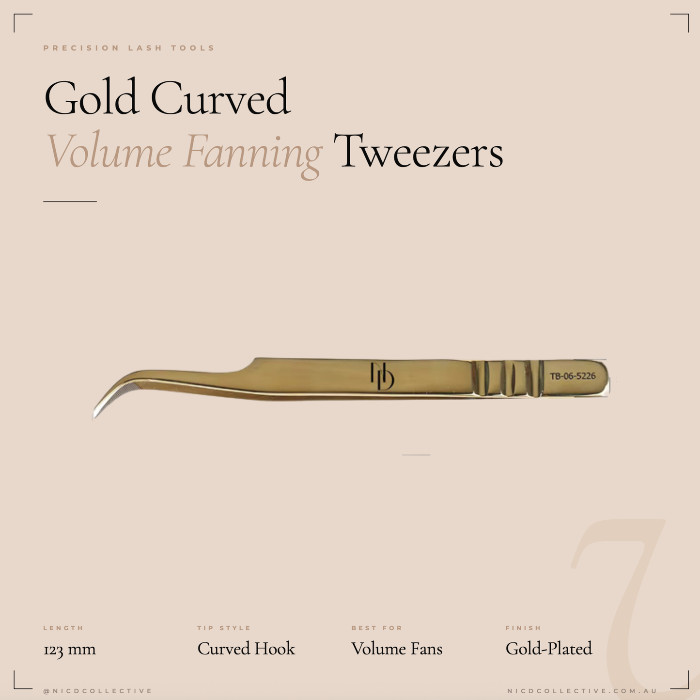 Gold fibre tip volume fanning tweezers pro lash extension tool – NICD Collective