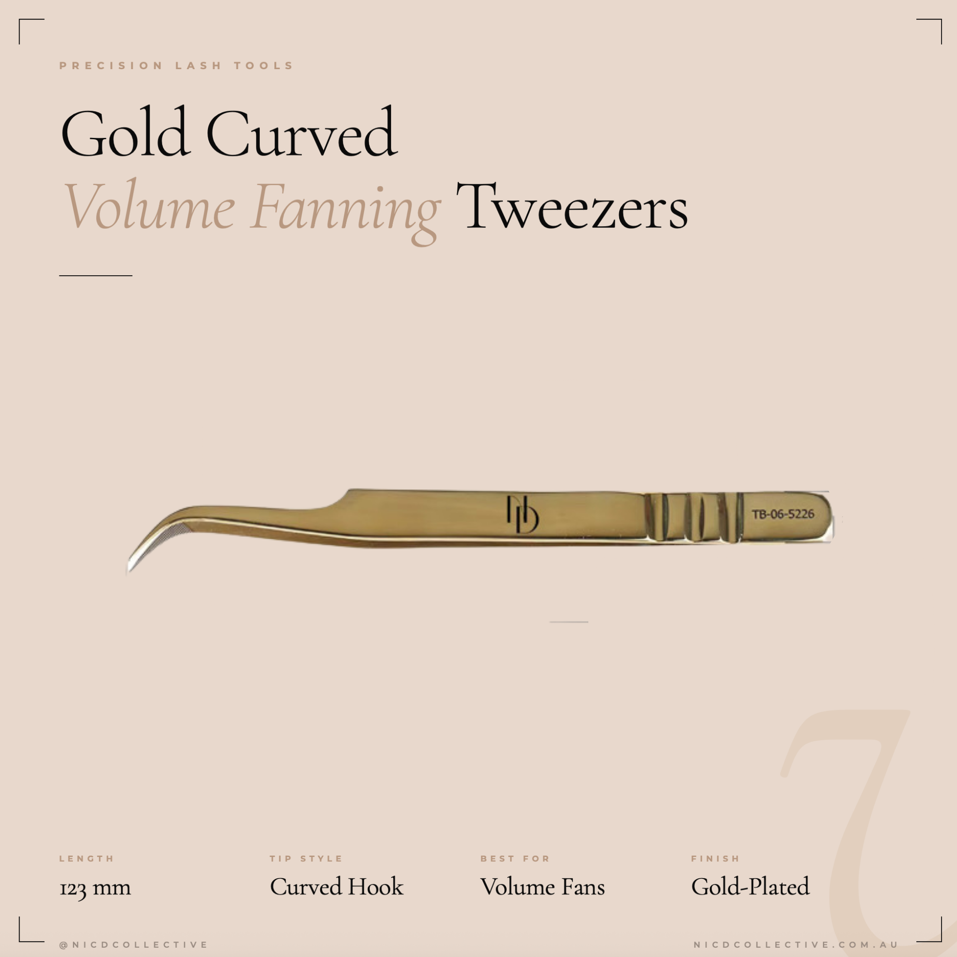 Gold fibre tip volume fanning tweezers pro lash extension tool – NICD Collective