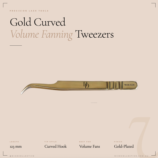 Gold fibre tip volume fanning tweezers pro lash extension tool – NICD Collective