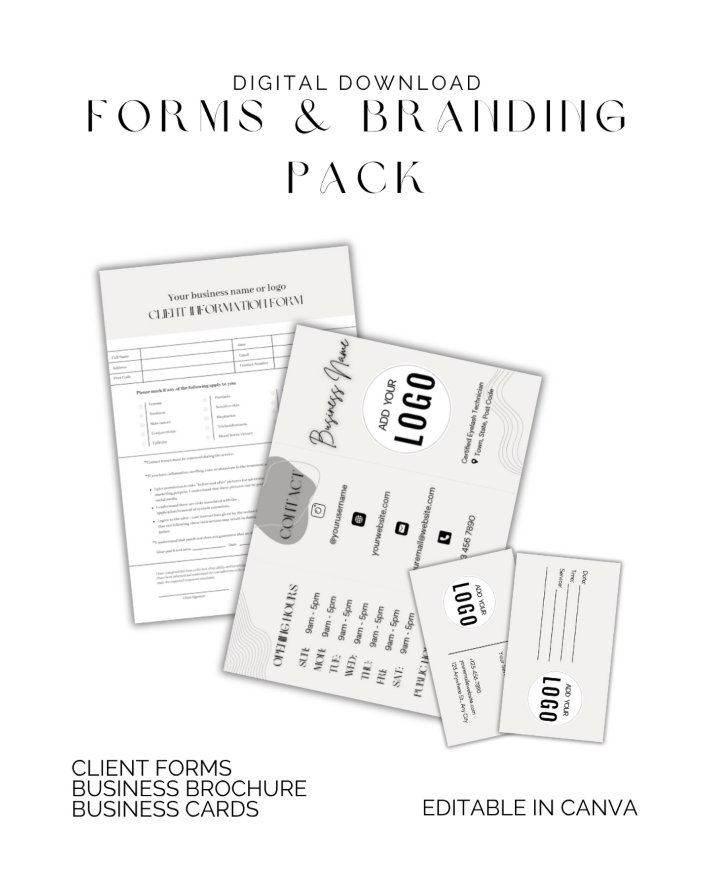 Forms & Branding Pack (EDITABLE IN CANVA)